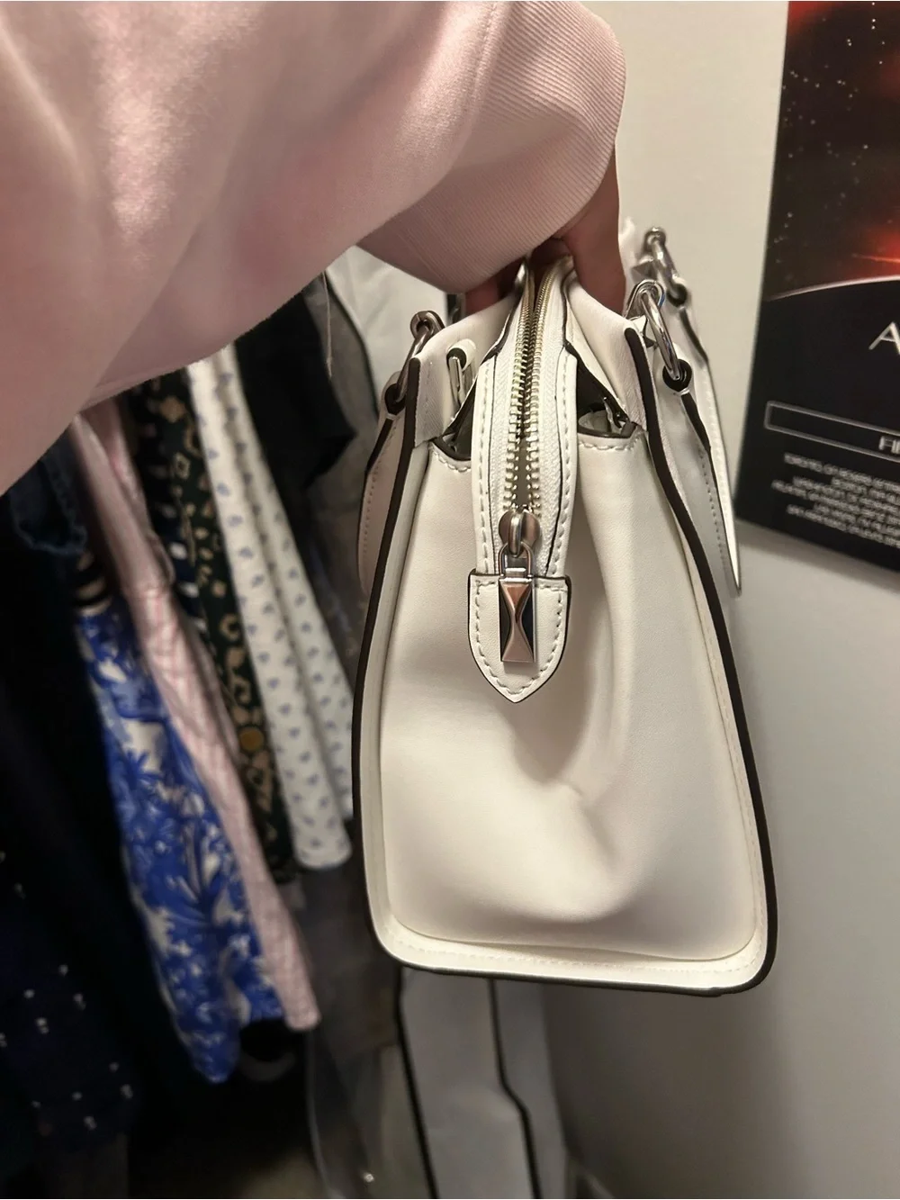 Michael Kors White Saffiano Leather Top-Handle Satchel with Silver Hardware NWOT